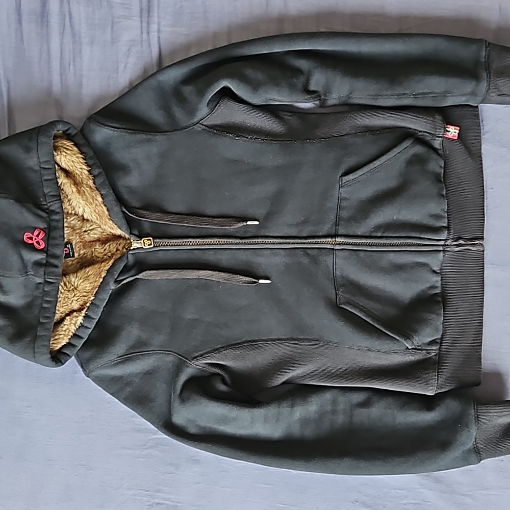 Aritzia TNA Faux Fur Zip Up Hoodie Black M